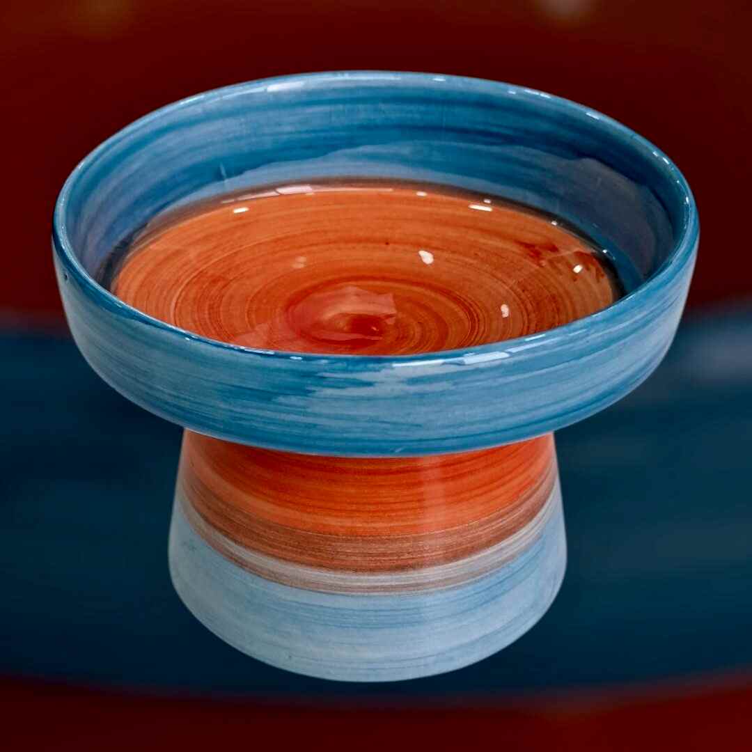  - FIRÇA İZLİ DÖKÜM MAMA KABI MAVİ-TURUNCU