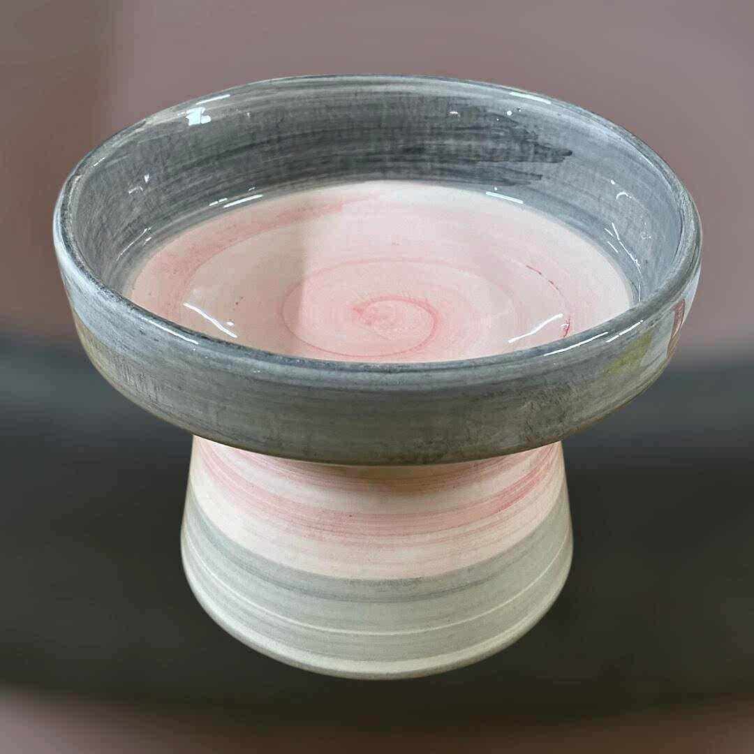  - FIRÇA İZLİ DÖKÜM MAMA KABI PEMBE-GRİ