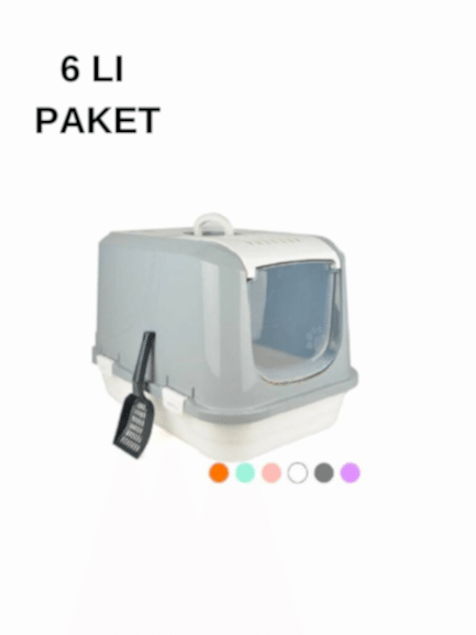  - KAPALI KEDİ TUVALETİ BÜYÜK ÜSTÜ AÇILIR 6 LI PAKET CNR 44*66*44