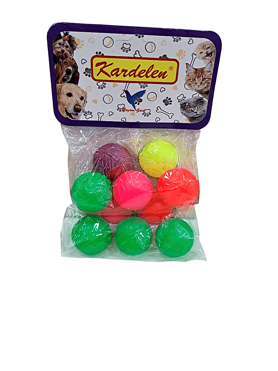  - KEDİ KÖPEK OYUN TOPU MİNİ KAUÇUK 10'LU