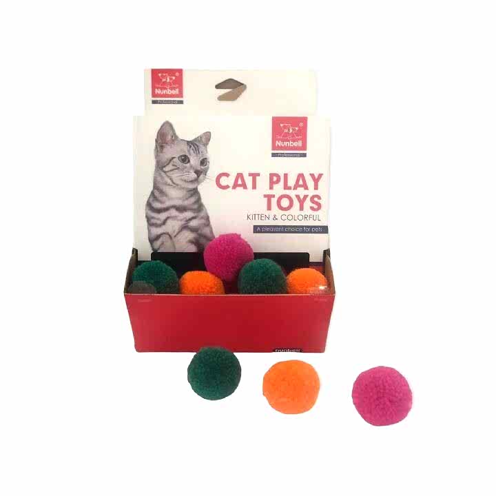 NUNBELL - NUNBELL KEDİ OYUN.TÜYLÜ RENKLİ TOPLAR 48'Lİ