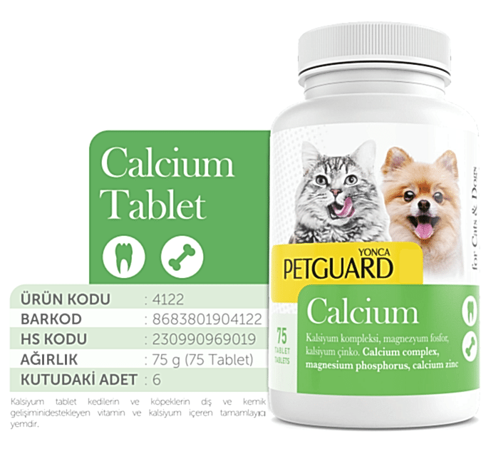  - PETGUARD CALCİUM KEDİ KÖPEK 75GR 75 TABLET