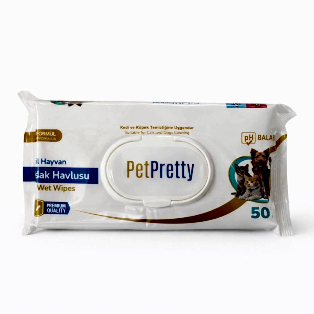 PETPRETTY EVCİL HAYVAN ISLAK HAVLU 50Lİ