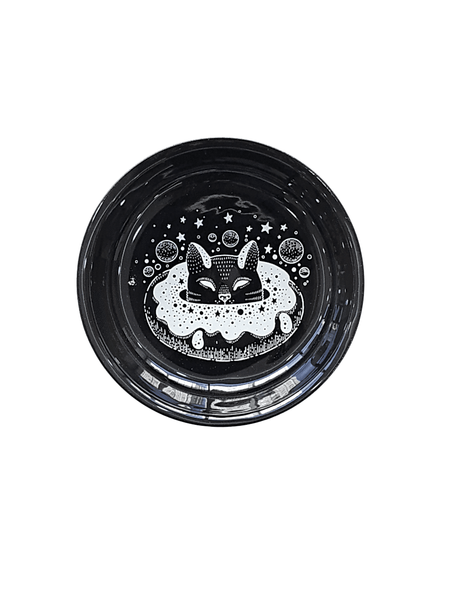  - SERAMİK MAMA KABI KEDİ DERİN SİYAH 250ML