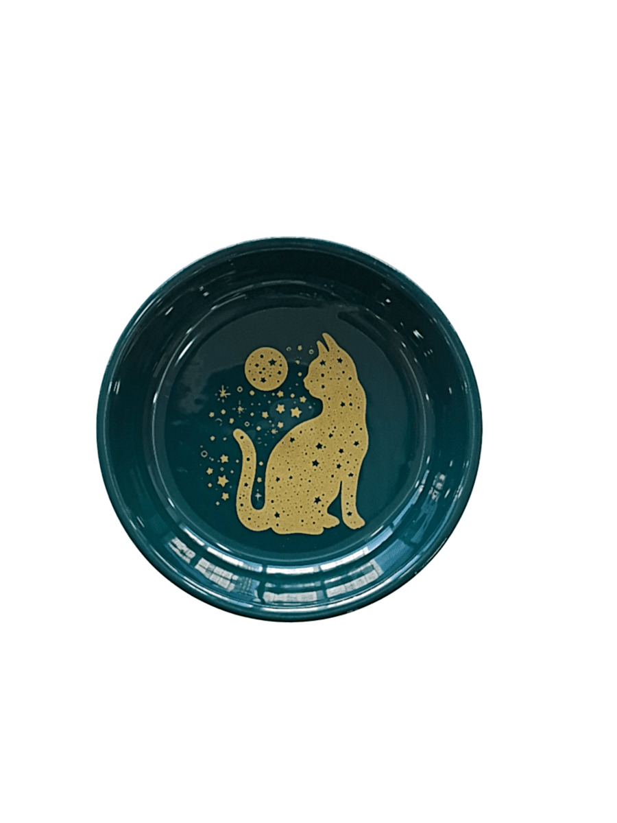  - SERAMİK MAMA KABI KEDİ DERİN YEŞİL 250ML