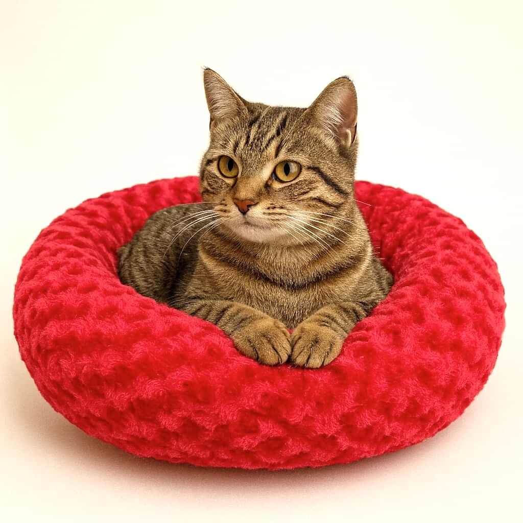 PETPRETTY - SİMİT YATAK PELUŞ KIRMIZI 55x55cm