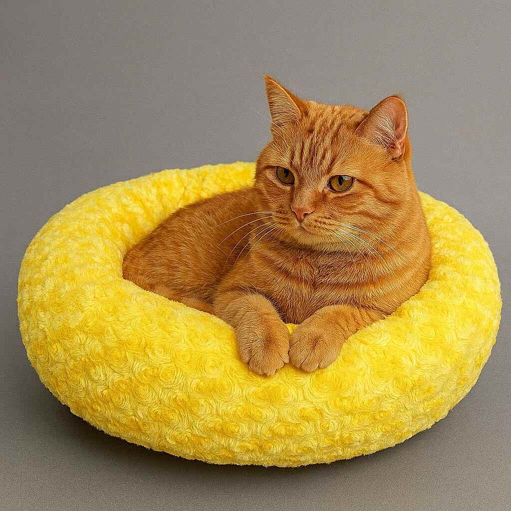 PETPRETTY - SİMİT YATAK PELUŞ SARI 55x55cm